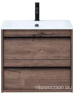 Тумба подвесная  60 см с 2 выдвиж. ящиками, цвет дуб Веллингтон ZZ Aquanet Lino 253910