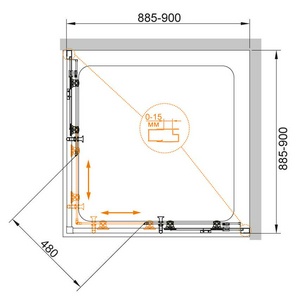 Душевой уголок 900х900хh1900мм, квадрат, 2 сдвиж. дверцы с 2 неподв. сегментами, (стекло прозрачное 6мм, фурн.цв.черный матовый),  Cezares Eco ECO-O-A-2-90-C-NERO