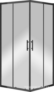 Душевой уголок 900х900хh1900мм, квадрат, 2 сдвиж. дверцы с 2 неподв. сегментами, (стекло прозрачное 6мм, фурн.цв.черный матовый),  Cezares Eco ECO-O-A-2-90-C-NERO