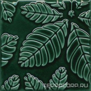 Керамическая плитка Kerama Marazzi Сантана Декор  1 структура зеленый темный глянцевый 15х15 Зеленый 