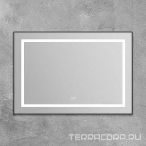 Зеркало в алюминиевой раме 985x40x685мм, со встроенным светильником, сенсорным выключателем и подогревом, (рама цв.черный), BelBagno ZZ BelBagno Kraft SPC-KRAFT-985-685-TCH-WARM-NERO