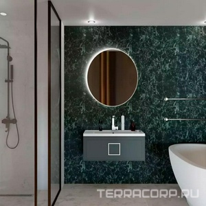 Тумба под раковину, с 1 выкатным ящиком, 776x469хh350мм, без раковины/столешницы, БЕЗ РУЧКИ, (цв.серый матовый),  ZZ La Fenice Cubo FNC-01-CUB-G-80