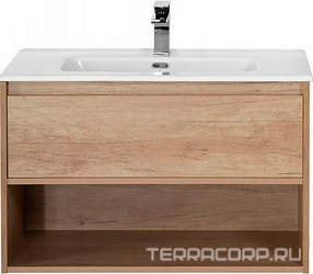 База под раковину подвесная с одним выкатным ящиком,1010х460хh515мм, без раковины, (цв.Rovere Nebrasca Naturtre), Kraft ZZ