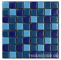 Мозаика 25FL-S-049 (кобальт+синий +голубой) бассейновая (чип 2.5x2.5) ZZ|31.5x31.5