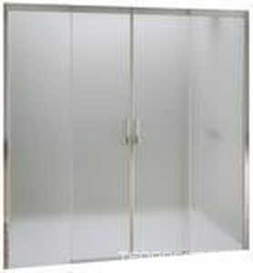 Дверь в нишу 2400хh2000мм, 4х секц., с двумя неподвиж. элементами, МОНТАЖ НА ПОЛ! (стел. сатин. с белой трафаретной печатью по верхнему краю, цв. хром Duka Acqua 5000 XT4 SH4 STQ10 ACS Protect