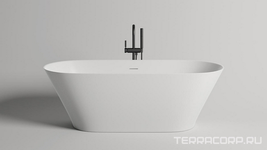 Ванна 1800х800хh595мм, отдельност., литой камень S-Stone, матовый, донный клапан Up&Down цв.белый в компл.,  ZZ Salini Mona 102921M