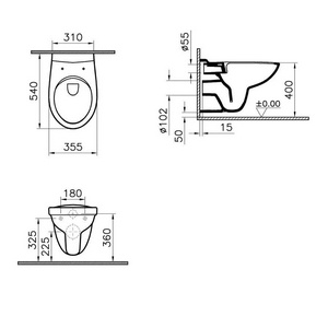 Подвесной унитаз безободковый, сиденье дюропласт с микролифтом, цв. белый Monterey Eco Plus 7855N003-7147