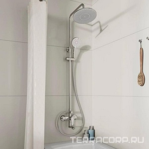 Душевая стойка для ванны/душа, поворотный излив, верхн.душ + ручной душ, цв. хром Milardo Rora RORSB4FM06