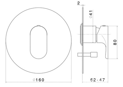 Встроенный однорычажный смеситель  для душа с переключателем на два потока, золотой атласный ZZ Kerama Marazzi OLE 69470EKM.M0.071