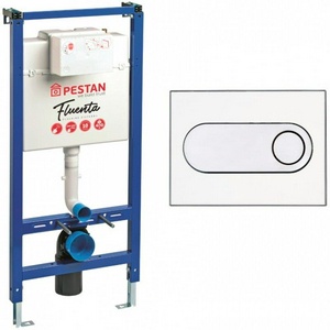 Комплект для установки подвесного унитаза, (застенный модуль, крепёж, панель 2-го смыва пластик Onyx, цв.БЕЛЫЙ), Pestan  ZZ Pestan Fluenta SET40006356OW