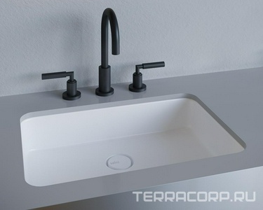 Раковина встраив.в столешн.снизу,прямоуг 550х380хh126мм,без отв.д/смес,без перелива,без донного клапана,литой камень S-Stone мат,цв.белый,  09 ZZ Salini Marea 1802209M