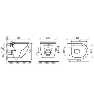 Унитаз подвесной безободковый   49x36.5x39 см, черный матовый, крышка-сиденье с микролифтом в комплекте ZZ Ceramica Nova Metropol CN4002MB