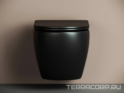 Унитаз подвесной безободковый   49x36.5x39 см, черный матовый, крышка-сиденье с микролифтом в комплекте ZZ Ceramica Nova Metropol CN4002MB