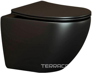 Унитаз подвесной безободковый  Metropol 49x36.5x39 см, черный матовый, крышка-сиденье с микролифтом в комплекте ZZ