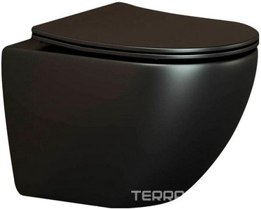 Унитаз подвесной безободковый   49x36.5x39 см, черный матовый, крышка-сиденье с микролифтом в комплекте ZZ Ceramica Nova Metropol CN4002MB