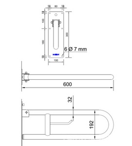 Поручень откидной для инвалидов, 60см, цв. хром ZZ Nofer Nofer 15051.60.B