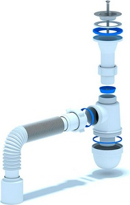 Сифон на умывальник, слив решетка, с гофрой ( выход d-50) Ани Пласт Комплектующие C2010