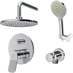 Душевой набор  для ванны с душем встраиваемый с внутренней частью, (смеситель/верхний душ/душевая стойка), цв. хром AMPM X-Joy FB85A1RH20