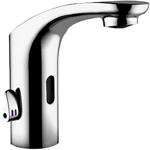 Смеситель для раковины электронный, без д/к, работа фотоэлемента от сети 220V и от 4-х пальчиковых батареек, (цв.хром), Acqua ZZ BelBagno ACQUA ACQUA-ELV-CRM