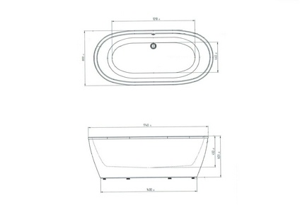 Ванна свободностоящая  "TONDO" акриловая 174х80 см (в компл. рама,панель) 1Marka Aima 01тон17480