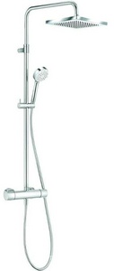 Душевая стойка Kludi  Dual Shower System 6809805-00 с термостатом (смеситель, ручной/верхний душ), БЕЗ излива, цв.хром ZZ Kludi Logo 6809805-00