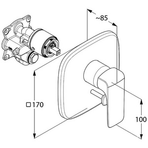 SET KLUDI  7в1 набор встройка (416590576; 88011; 6653405-00; 6442505-00; 6556005-00; 6450005-00; 6107105-00) , цв. хром, ZZ Kludi Ameo 416720575