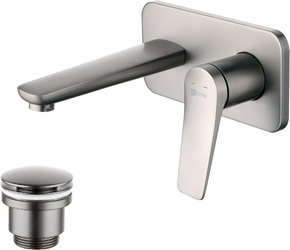 Смеситель для раковины, встраиаемый на 2 отверстия, донный клапан Click-Clack в компл.,цв. графит, ZZ