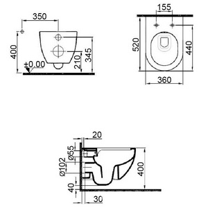 Унитаз подвесной c крышкой-сиденьем микролифт, безободковый, цвет белый Zero 2.0 Kale Zeus 310201100 / 310200100337+310200700043(7111863800)