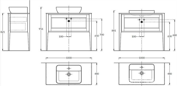 Тумба напольная "" Classic NEO - 100 см, с 1 выдвиж. ящиком+1 внутр.ящик, БЕЗ столешницы и накладной раковины, цв. белый Kerama Marazzi Plaza PL.CN.100.1+1\WHT.M
