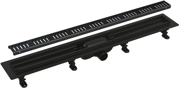 Водоотводящий желоб с перфорированной решеткой, черный матовый ZZ AlcaPlast APZ APZ10BLACK-550M