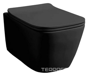 Унитаз подвесной Azario Boca 520х360х345 безободковый с сиденьем микролифт, черный матовый, ZZ