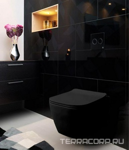 Унитаз подвесной Azario  520х360х345 безободковый с сиденьем микролифт, черный матовый, ZZ Azario Boca AZ-2002-MB