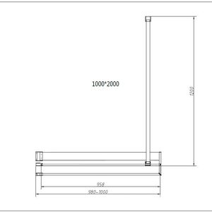 Душ.перегородка 1000хh2000мм, (стекло прозр.8мм Easy Clean, поперечн. укорачиваемый кронштейн 1200мм, фурнит.цв.черный мат.),  ZZ Vincea Walk-In VSW-4HR100CLB