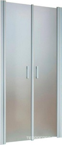 Душевая дверь 90*190 двухстворчатая распашная, открывается наружу и внутрь, профиль матовый хром, стекло сатин, БЕЗ покрытия ZZ Vegas Glass Е2Р Е2Р NOVO 90 07 10