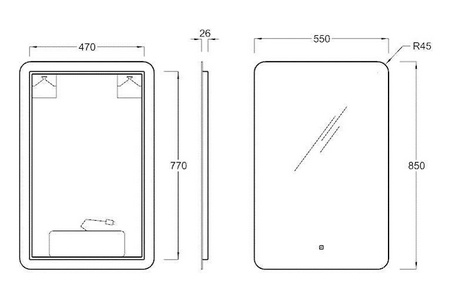 Зеркало  с подсветкой LED 55 см, белый глянцевый Kerama Marazzi PRO PRO.mi.55\WHT