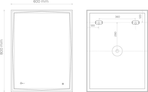 Зеркало прямоугольное 600х800 мм с подсветкой и без подогрева,  ZZ KVV Kyoto KT6080WH