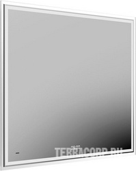 Зеркало TECNO 90, c LED с подсветкой, с функцией антизапотевание и часами, белый глянцевый