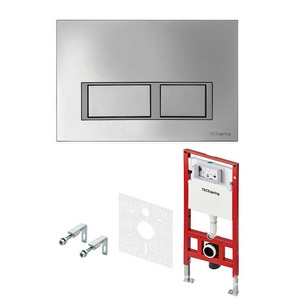 К-т д/устан, подвесн.унитаза, (застен.модуль, крепёж, прокладка звукоиз, панель 2-го смыва пластик цв.ХРОМ глян.,контур клавиш хром),  V XX Tece TECEspring K955201