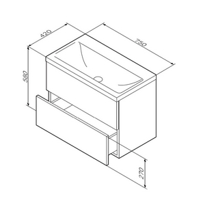 Тумба подвесная под раковину 75 AM.PM Gem M90FHX07522BM 2 ящика черная ZZ AMPM X-Joy M90FHX07522BM