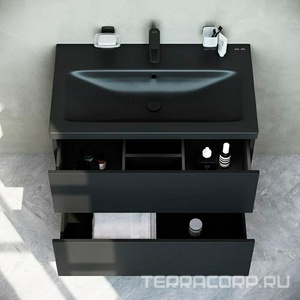 Тумба подвесная под раковину 75 AM.PM Gem M90FHX07522BM 2 ящика черная ZZ AMPM X-Joy M90FHX07522BM