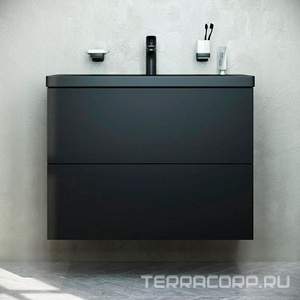 Тумба подвесная под раковину 75 AM.PM Gem M90FHX07522BM 2 ящика черная ZZ AMPM X-Joy M90FHX07522BM