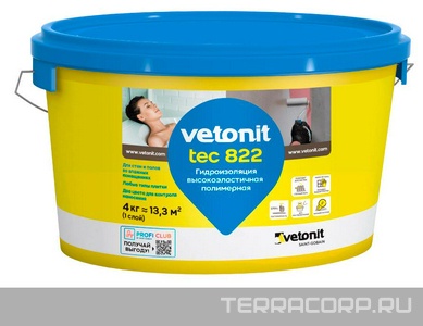 Вебер ветонит Гидроизоляция tec 822  4кг. Vetonit Vetonit 1006085