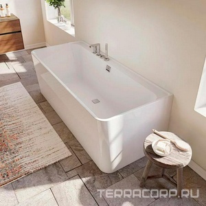 Ванна с задней стенкой (пристенная с П-образн.панелью),1800х800хh470/590мм,(акрил цв.01 белый),слив-перелив цв.хром ножки в компл,  ZZ Villeroy & Boch Collaro UBA180COR9CS00VD01