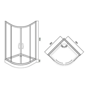 Душевое ограждение  Twin Slide  90x90х190 см, раздвижная дверь, проф.матов.хром, стекло прозрачное, БЕЗ поддона ZZ AMPM Like W80G-301-090MT