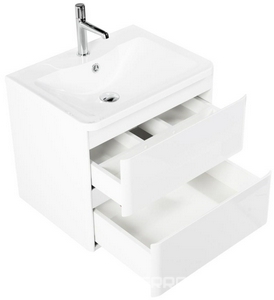 База под раковину подвесная с двумя выкатными ящиками, 600х423х500мм, без ручек и раковины, (цв. металлик),  ZZ BelBagno Due DUE-600-2C-SO-BM-P