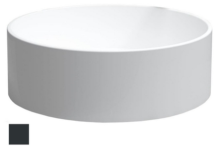 Раковина 440х440хh150мм, накладная, круглая, без отв.д/смесителя, перелива, литой камень S-Stone матовый цв.RAL9011,  02 ZZ Salini Armonia 130112SMRF / RAL9011 Graphite black (Черный матовый)