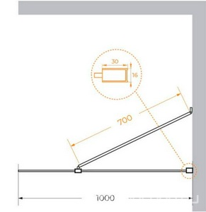 Душевая перегородка 1000хh1950мм, правая/левая, (стекло прозрачное 8мм, кронштейн, фурнит. цв.хром),  ZZ Cezares Liberta LIBERTA-L-1-TB-100-C-Cr