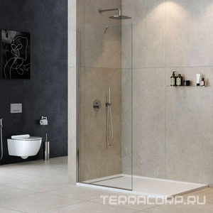 Душевая перегородка 1000хh1950мм, правая/левая, (стекло прозрачное 8мм, кронштейн, фурнит. цв.хром),  ZZ Cezares Liberta LIBERTA-L-1-TB-100-C-Cr