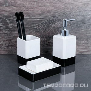 Стакан Fixen FX-230-3, монтаж настольный, керамика, цв. белый/черный ZZ Fixsen Text FX-230-3