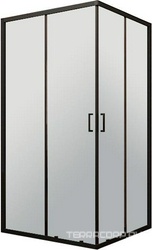 Душевой уголок 900x900x1950 раздвижной квадратный стекло-прозрачное, профиль черный, стекло прозрачное, ZZ